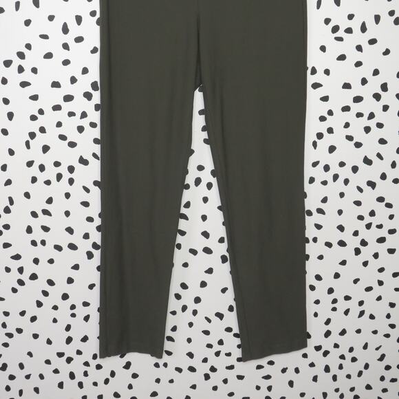 Eileen Fisher Green Elastic Waist Stretch Pull On Mid-Rise Pants - Picture 3 of 8